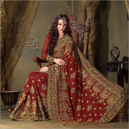 Manufacturers Exporters and Wholesale Suppliers of Embroidered Bridal Sarees KAROL BAGH, DELHI